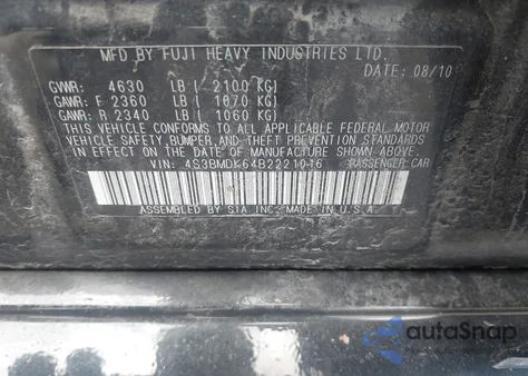 2011 Subaru Legacy 3.6R Limited z USA, uszkodzony, nr VIN 4S3BMDK64B2221016